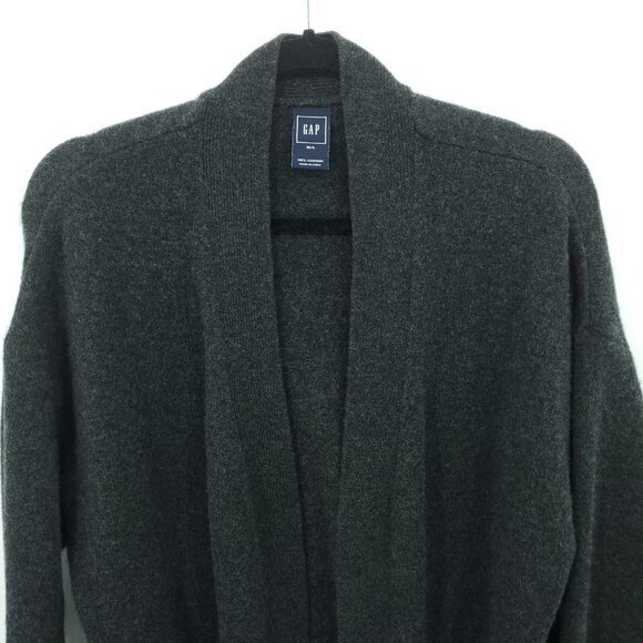 GAP 100% Cashmere Relaxed Fit Pocketed Open Cardigan M/L Charcoal Gray - Picture 4 of 14